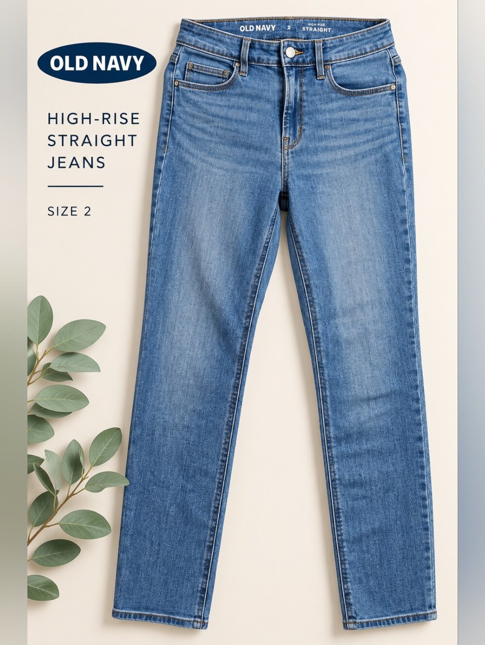 Old Navy High Rise Straight Jeans Medium Wash Size 2